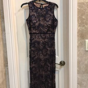Navy blue cocktail dress.